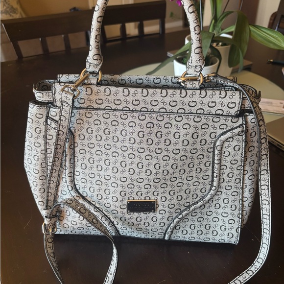 Guess Handbags - Guess Black and White Monogram Satchel
